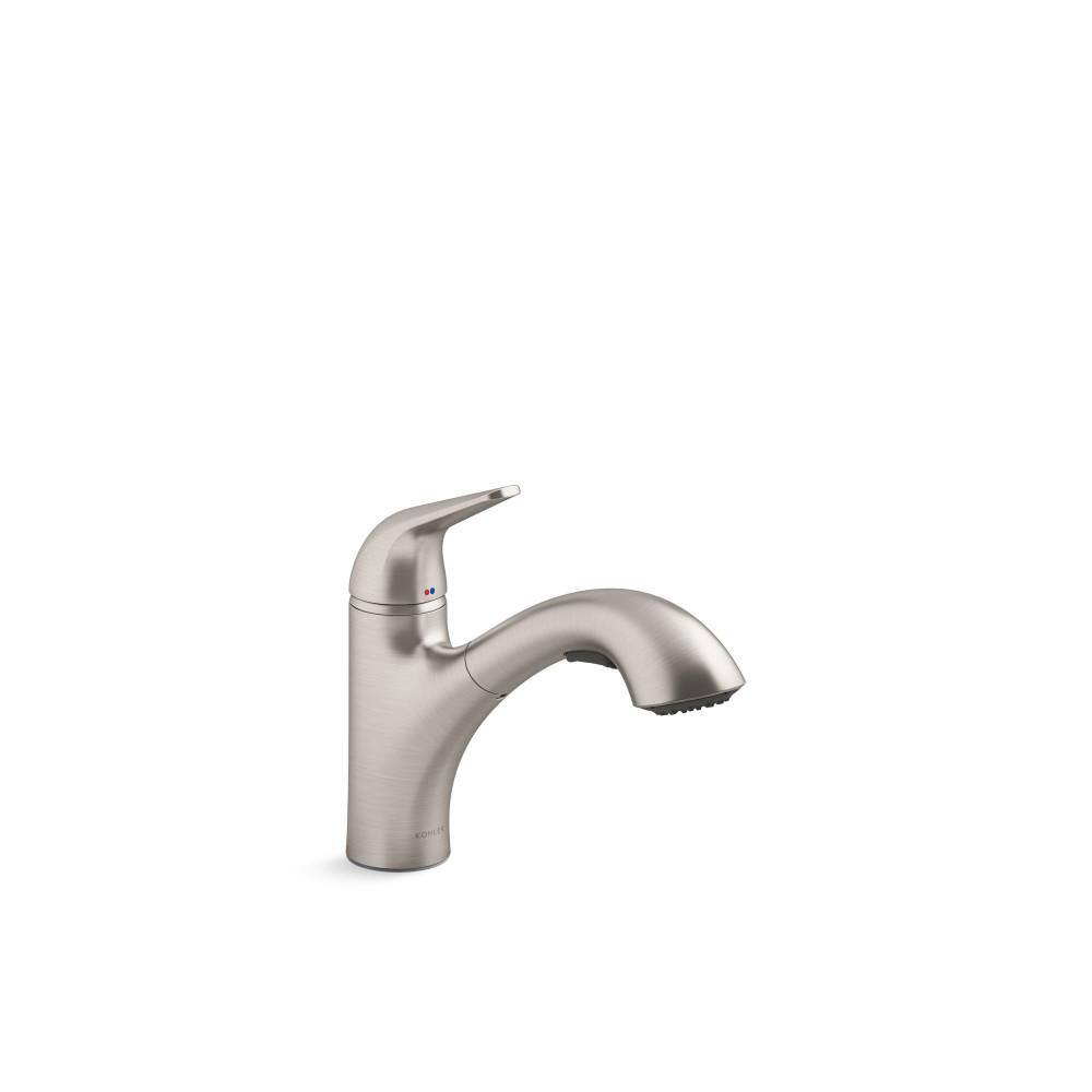 KOHLER Jolt Single Handle Standard Kitchen Faucet in Vibrant Stainless 30612-VS