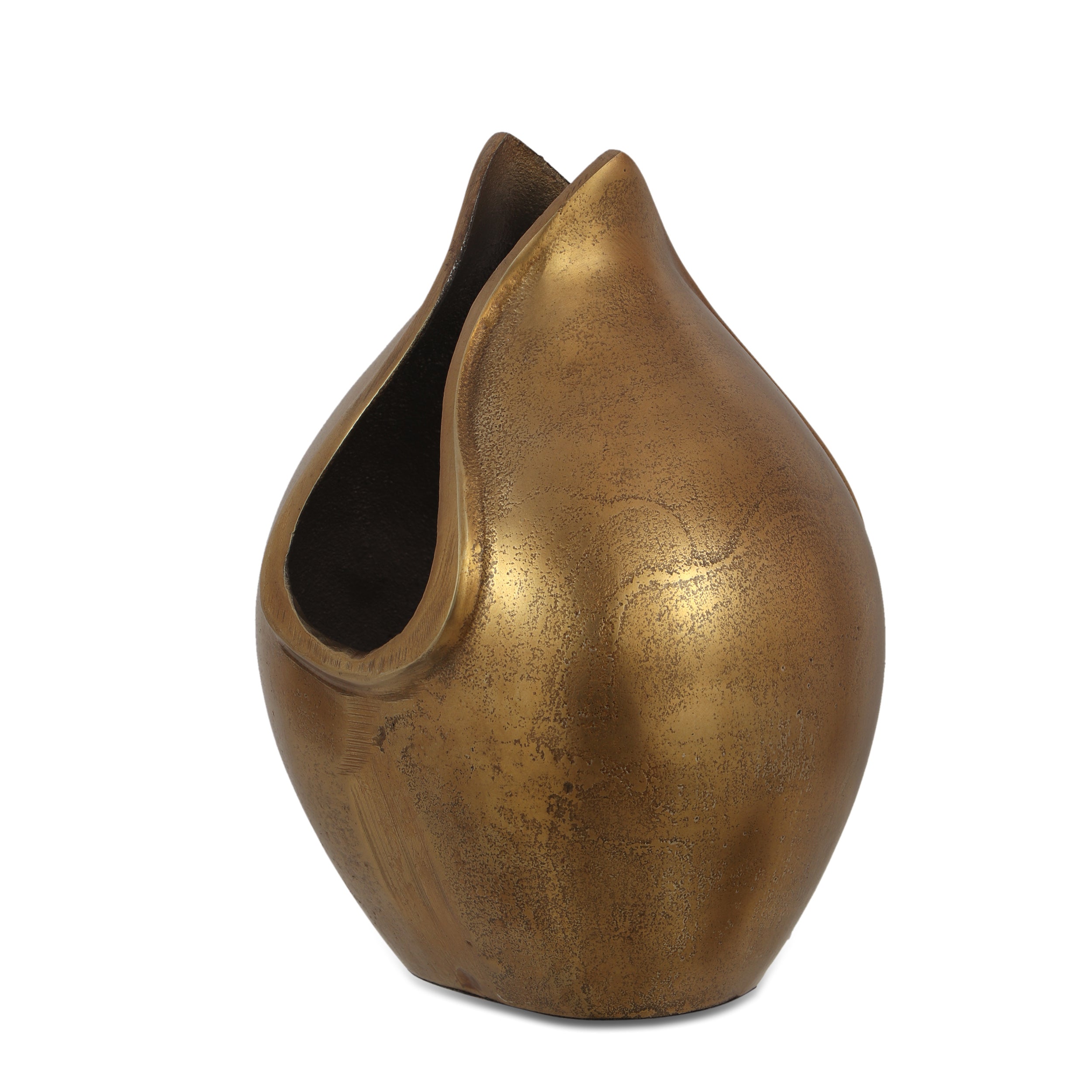 Allegra Handcrafted Aluminum Decorative Vase, Raw Brass