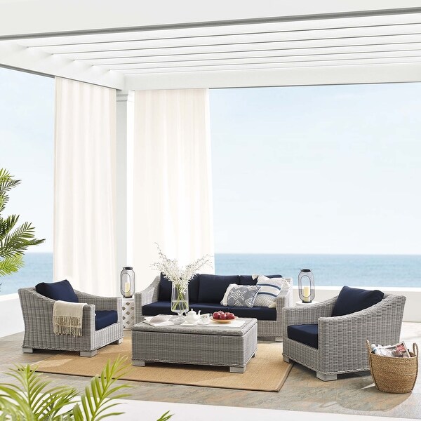 Conway Sunbrella® Outdoor Patio Wicker Rattan 4Piece Furniture Set