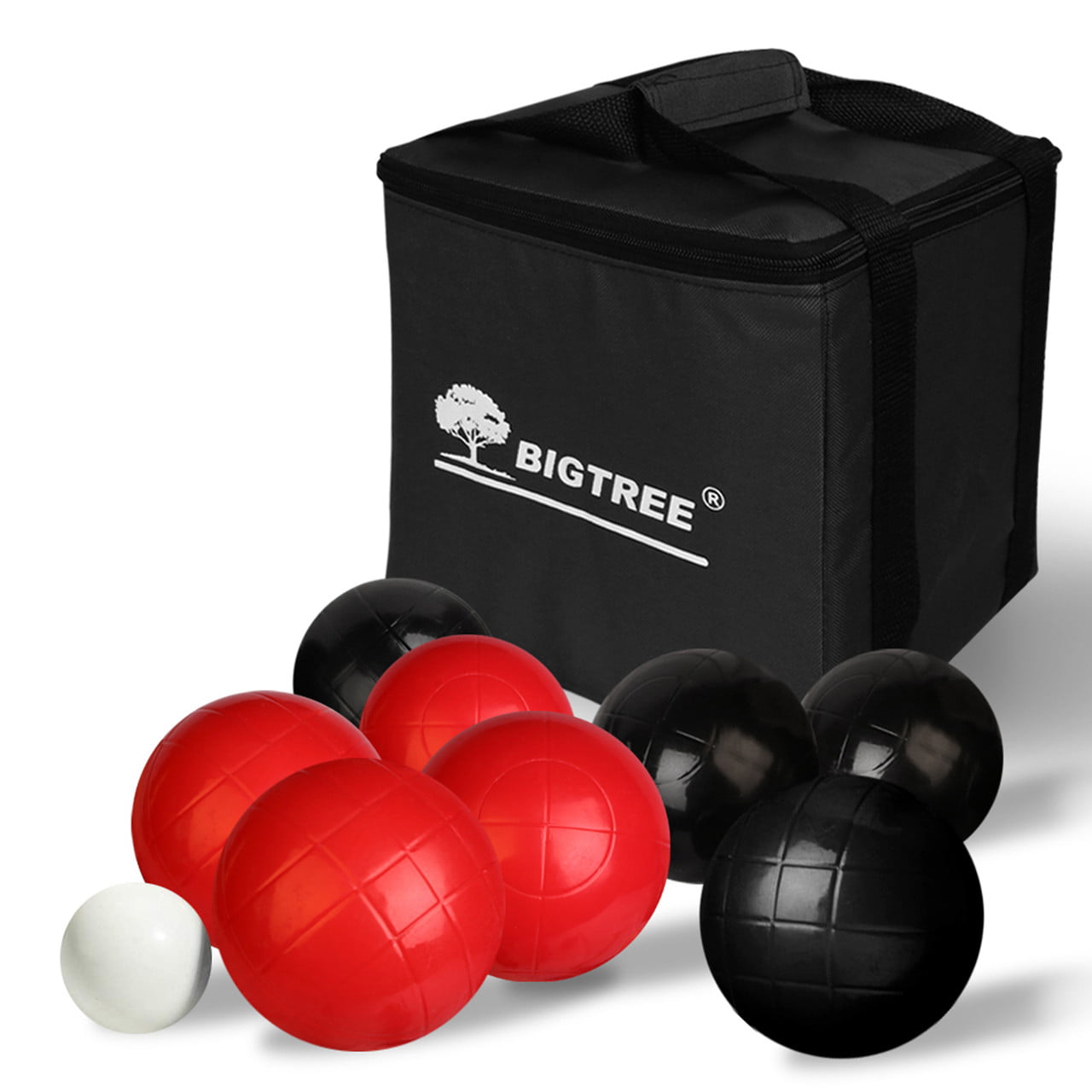 Bocce Ball Set， 3.5in Classic Bocci Ball Set with 8 Resin Bocce Balls/1 Pallino/Nylon Zippered Bag - Outdoor Family Games for Backyard/Lawn/Beach (Red and Black)