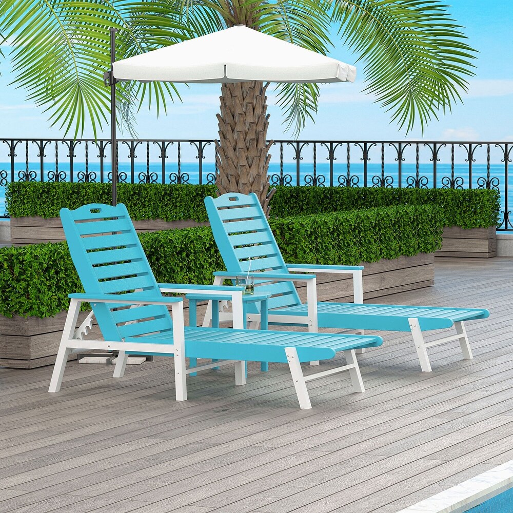 Weather Resistant Nautical Outdoor Chaise Lounge with Arms  Stackable