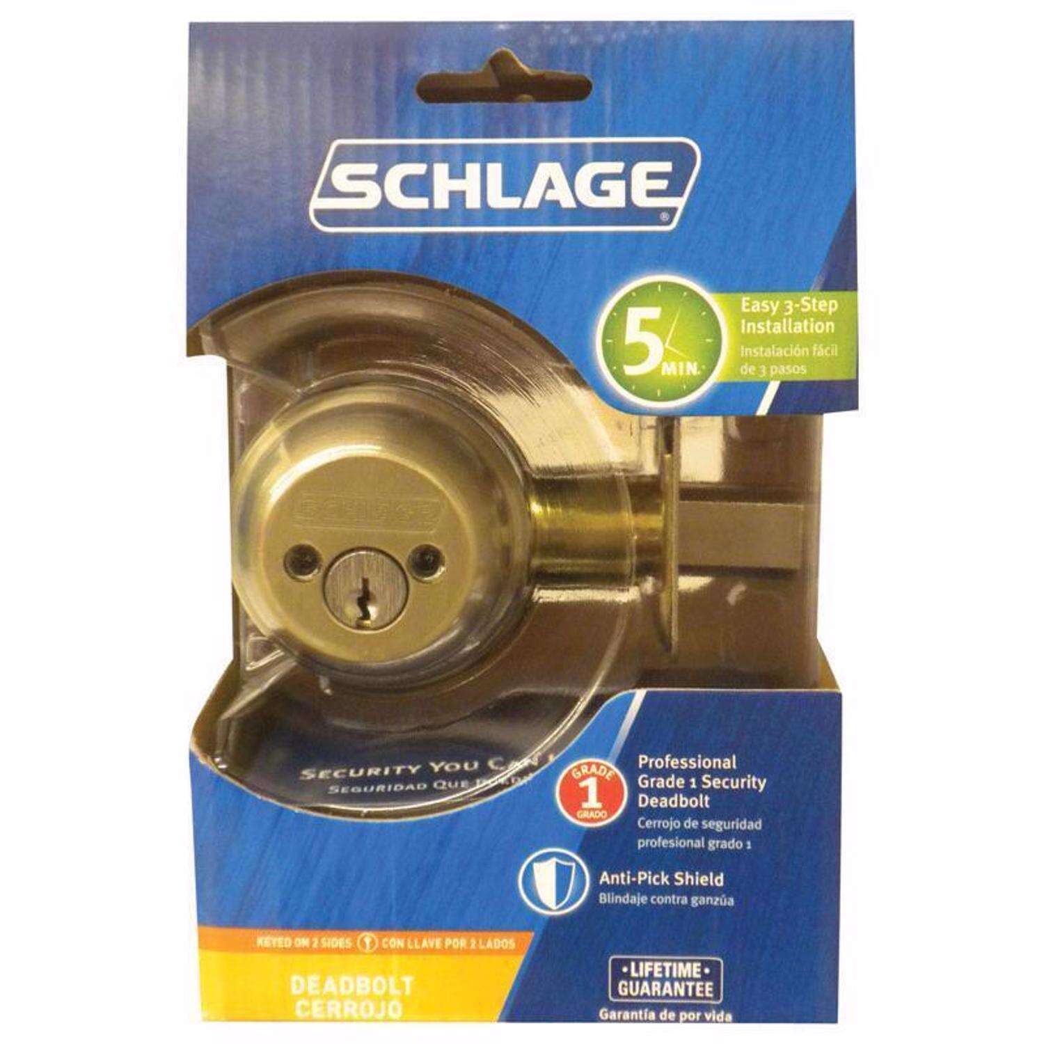 Schlage Satin Nickel Zinc Double Cylinder Deadbolt