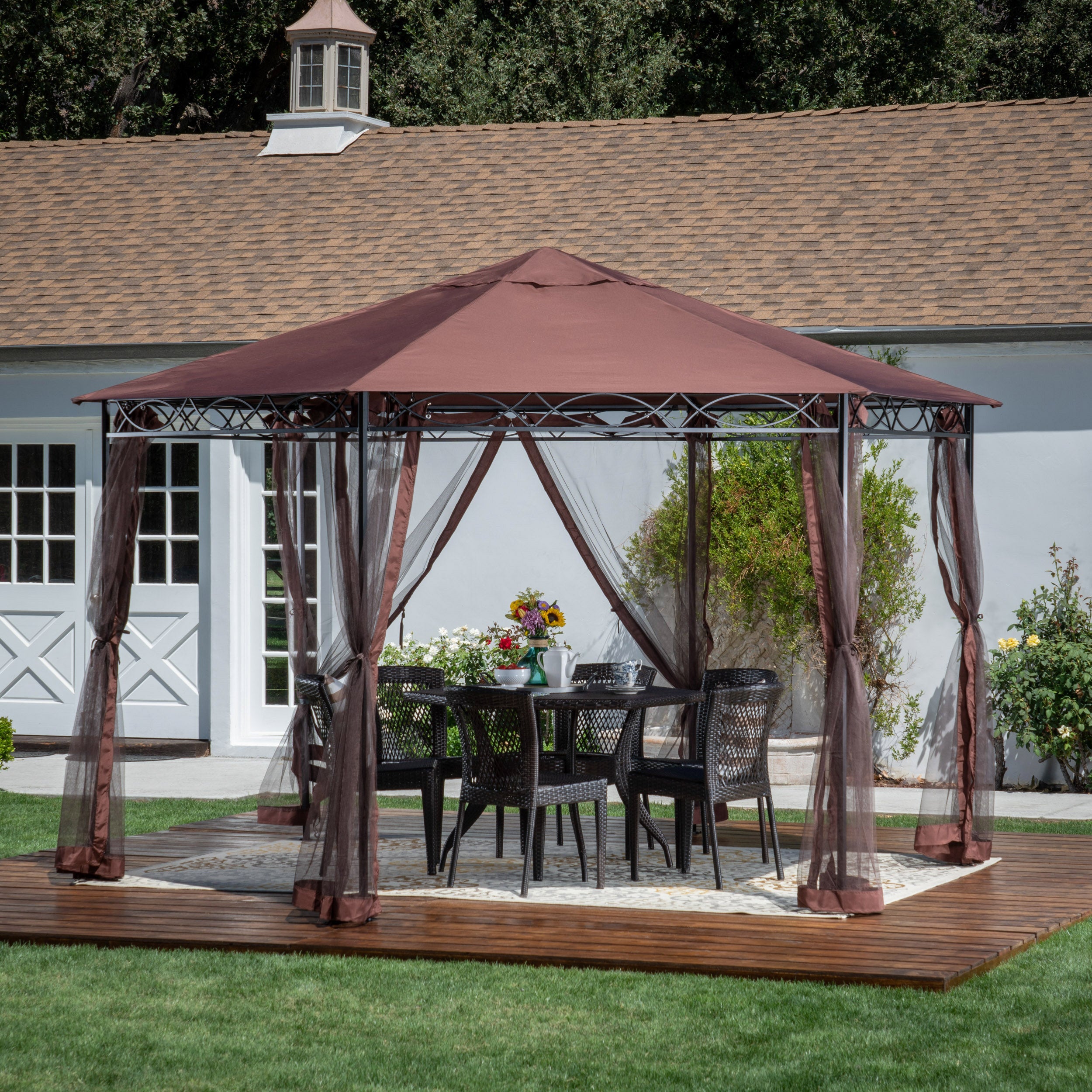 Olivia Outdoor Mosquito Netting 10 x 10 Foot Gazebo