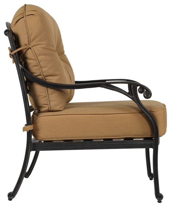 Carlsbad Cast Aluminum Club Chair With Cushion  Set of 2   Traditional   Outdoor Lounge Chairs   by iPatio Furniture  Houzz