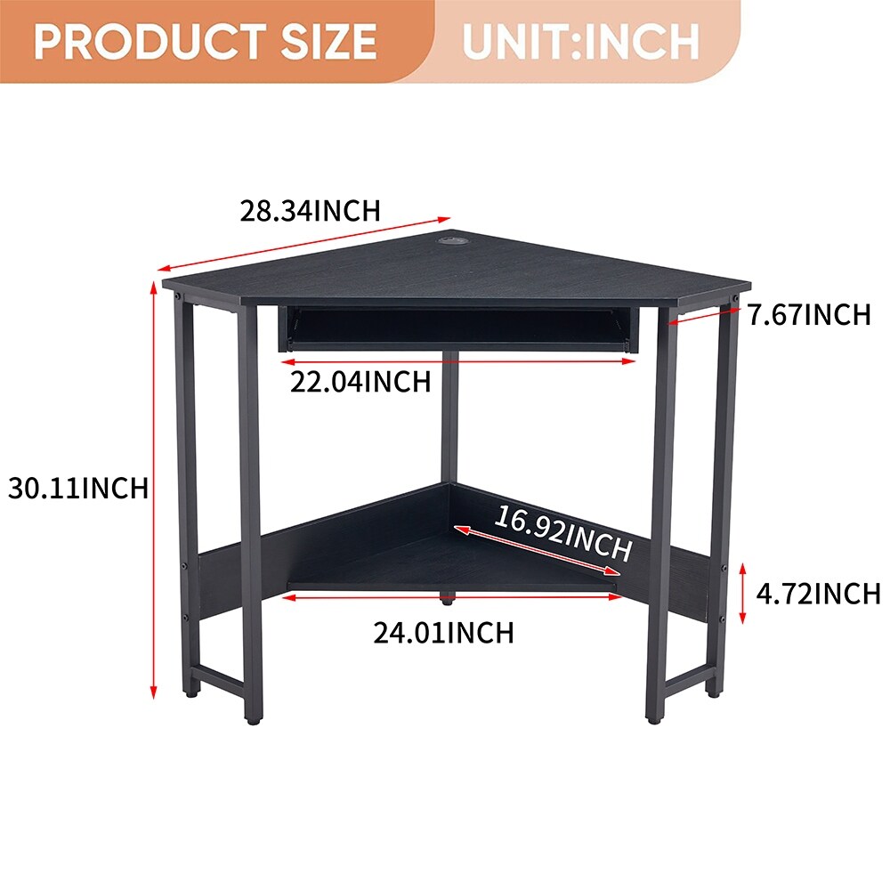 Triangle Corner Computer Desk Small Desk Keyboard Tray   Shelves