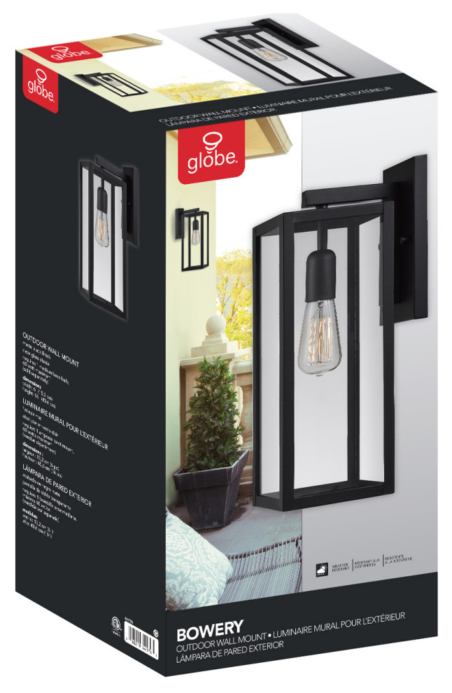 Bowery 1 Light Matte Black Indoor/Outdoor Wall Sconce With Clear Glass Shade   Traditional   Outdoor Wall Lights And Sconces   by Buildcom  Houzz