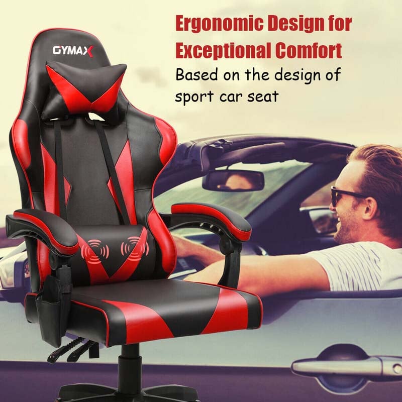 Massage Gaming Chair Recliner, Racing Computer Office Chair, Ergonomic High Back Swivel PC Game Chair with Headrest & Lumbar Support