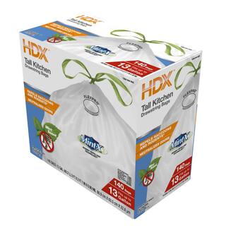 HDX 13 Gal. White Rodent Repellent Tall Kitchen Trash Bags (140-Count) HD2425W140F