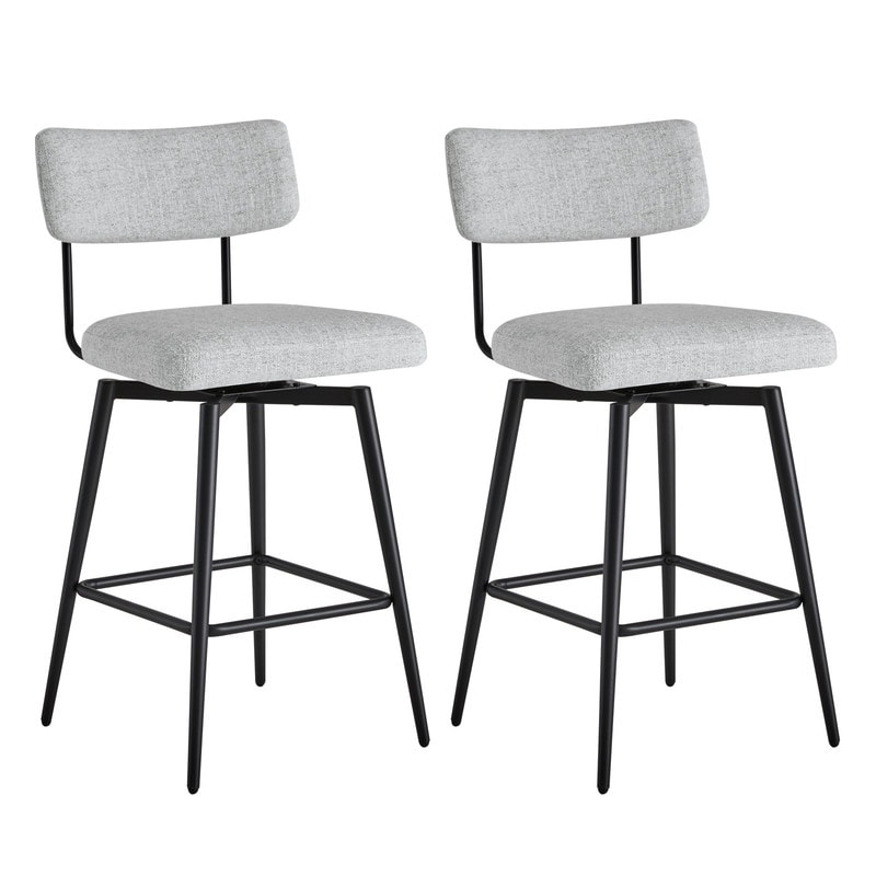 Elise Counter Height Swivel Bar Stool Chairs Set of 2 with Metal Frame