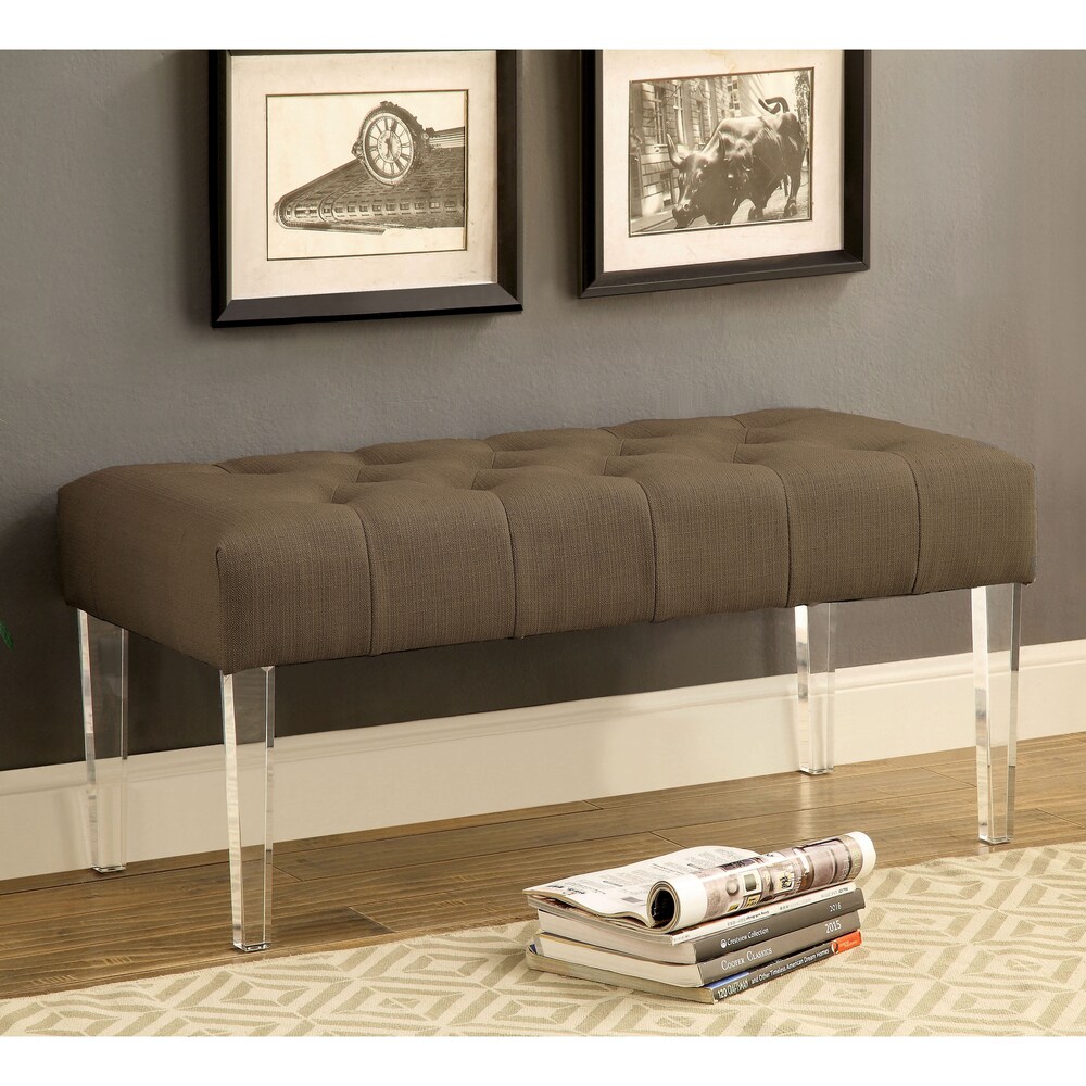 Noor Contemporary Fabric Button Tufted Accent Bench by Furniture of America