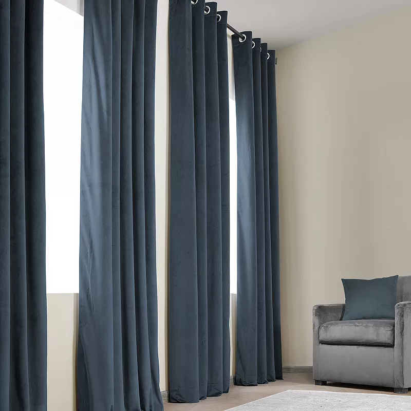 EFF Heritage Plush Velvet Grommet Window Curtain