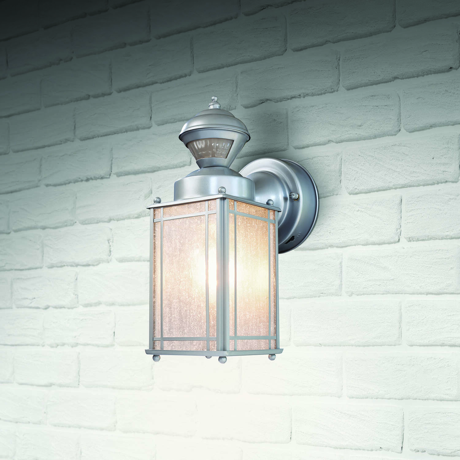 Heath Zenith Silver Motion-Sensing Incandescent Wall Lantern