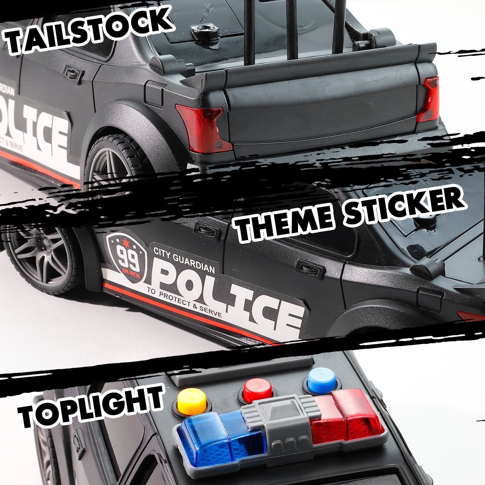 NETNEW 1:16 Police Car Toys for Boys 3-6 Years Plastic Pursuit Rescue Vehicle with Sound and Light for Kids Toddlers