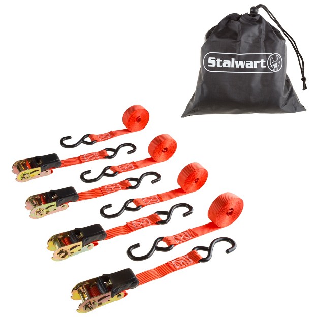 Stalwart 4 pack Of 15 foot Ratchet Tie Down Straps