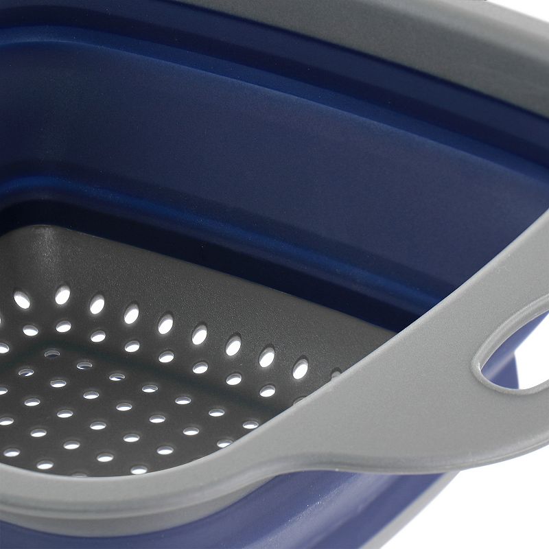 Oster Cocina Bluemarine Collapsible Square Plastic Colander in Blue