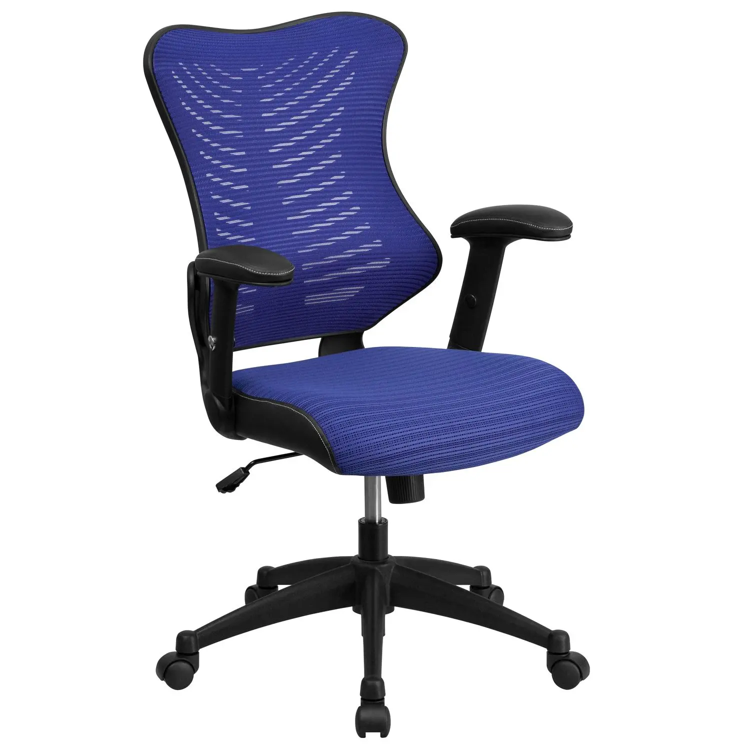 Blue Leather/Mesh Office Chair