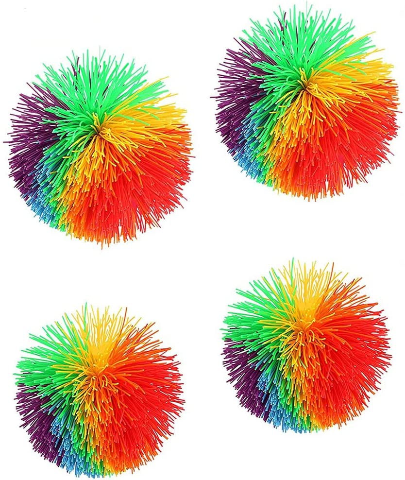 4PCS Stretchy Sensory Toys Colorful Silicone Fluffy Juggling Bouncing Ball Great Sensory Toy Koosh Ball