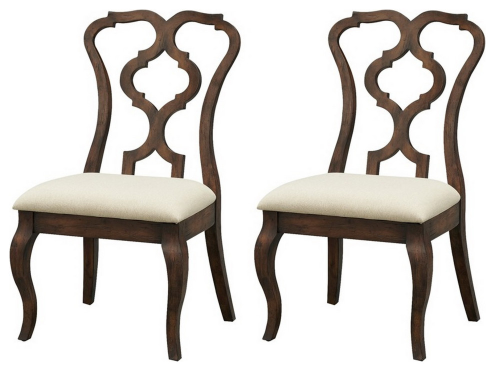 Chateau Brown Upholstered Dining Side Chairs  Set of 2   Mediterranean   Dining Chairs   by Coast to Coast Imports  LLC  Houzz