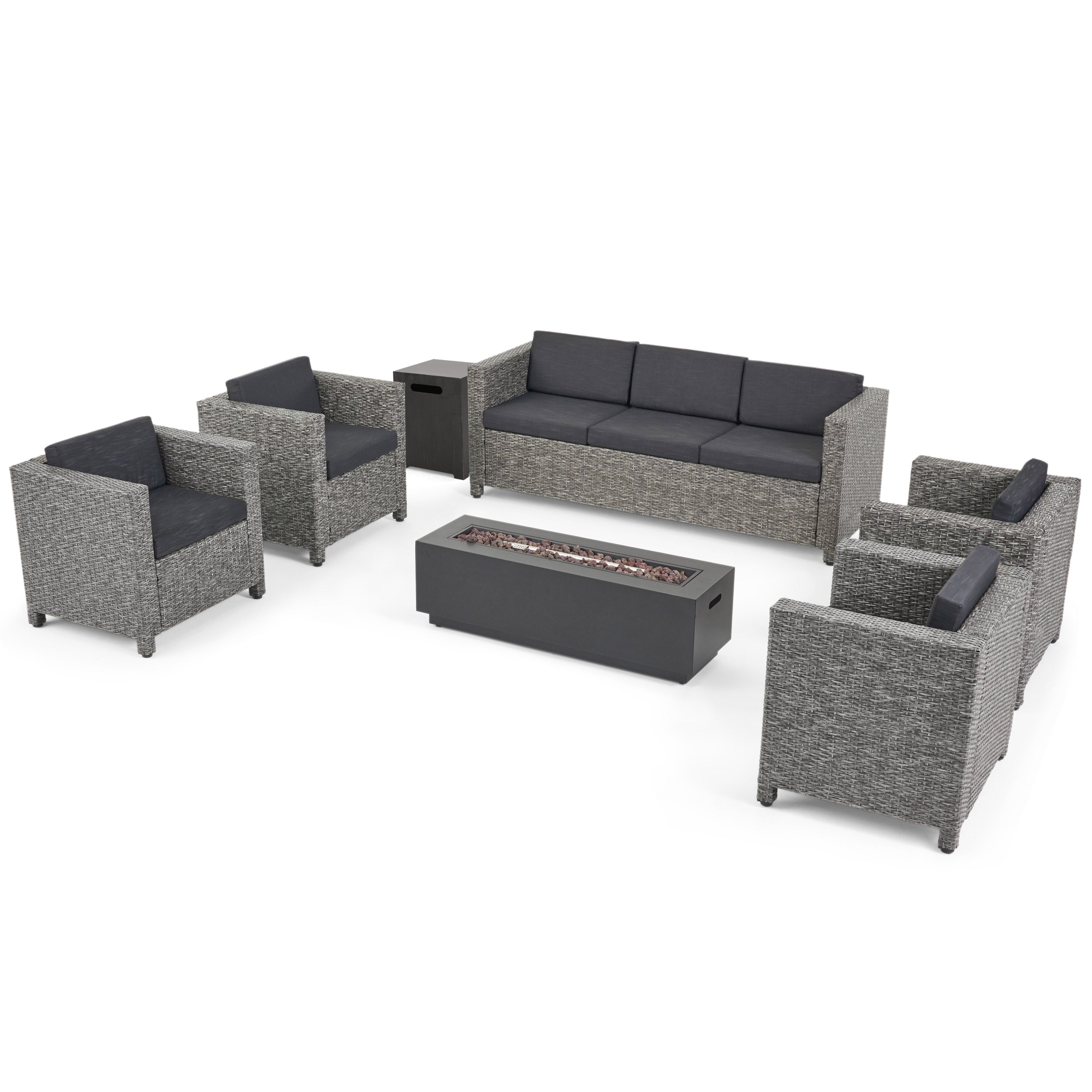 Venice 7-Seater Outdoor Fire Pit Sofa Set