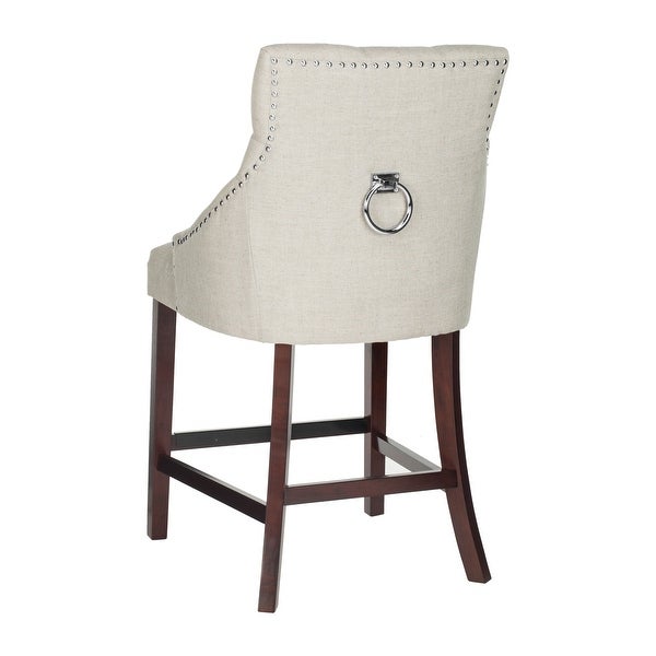 SAFAVIEH 26- Inch Eleni Light Grey/ Espresso Tufted Counter Stool (Set of 2) - 22.5