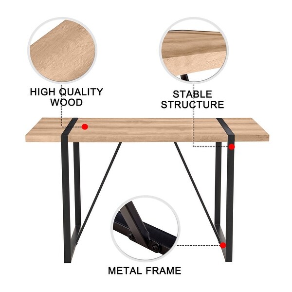 Industrial Rectangular MDF Dining Table for Desks，Kitchens，Patios，Dining rooms