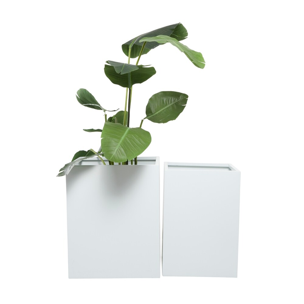 White Metal Modern Planter (Set of 2)   S/2 17\