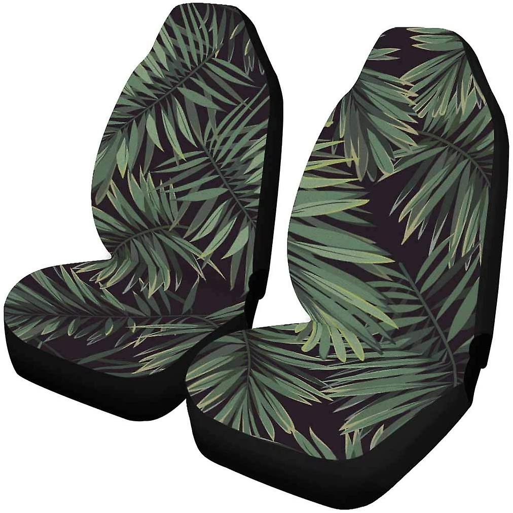 Set Of 2 Car Seat Covers Tropical Exotic Leaves Universal Auto Front Seats Protector Fits For Car，suv Sedan，truck