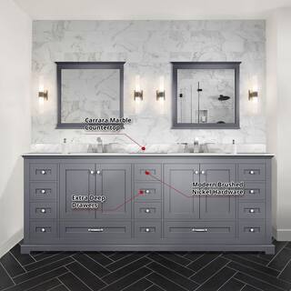 Lexora Dukes 84 in. W x 22 in. D Dark Grey Double Bath Vanity and Carrara Marble Top LD342284DBDS000