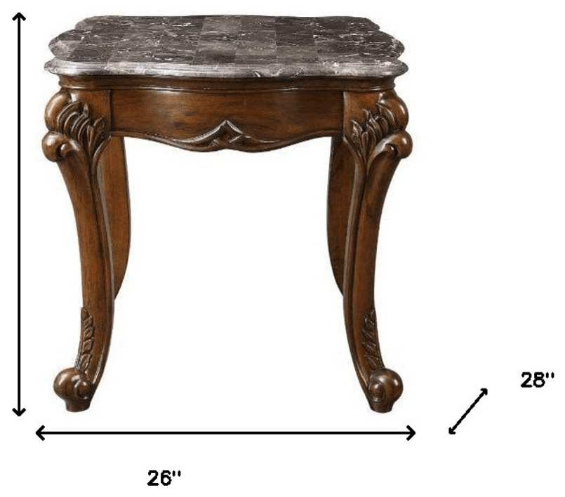 24 quotCherry And Brown Marble  Polyresin Rectangular End Table   Victorian   Side Tables And End Tables   by HomeRoots  Houzz