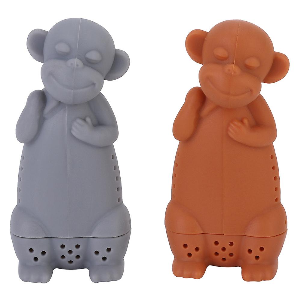 2pcs Silicone Cute Cartoon Monkey Loose Tea Strainer Infuser Filter Tea Accessory