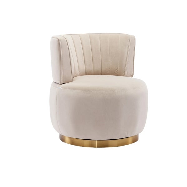 360 Degree Swivel Barrel Accent Chair， Round Backrest Chair， Fluffy Velvet Fabric Lazy Sofa Single Sofa Chair