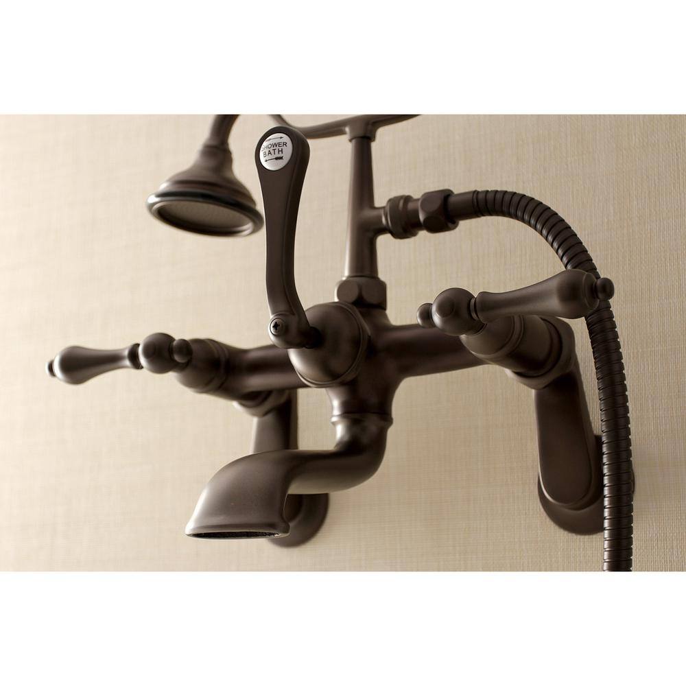 Kingston Brass Traditional Adjustable Center 3-Handle Claw Foot Tub Faucet with Handshower in Oil Rubbed Bronze HAE51T5