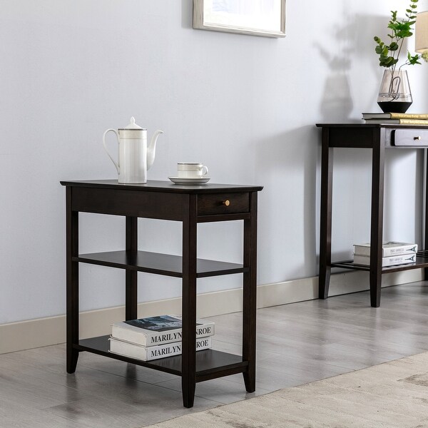 Connexion Decor Verenney End Table With Drawer， Dark Walnut