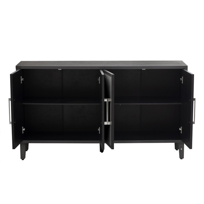 Classic 4 Doors Storage Cabinet  Black