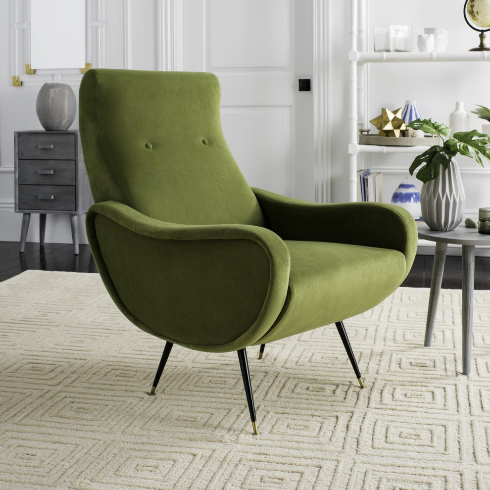 Olivia Velvet Retro Mid Century Accent Chair Olive Green   Midcentury   Armchairs And Accent Chairs   by Virgil Stanis Design  Houzz