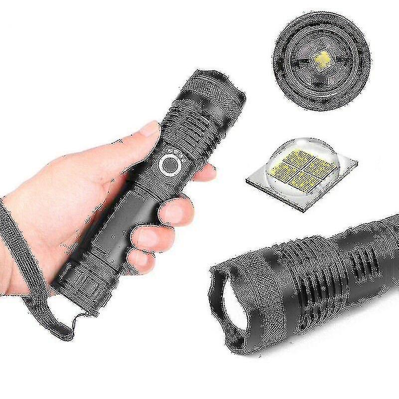 Super Bright 90000lm Led Tactical Flashlight With Rechargeable Zoomable