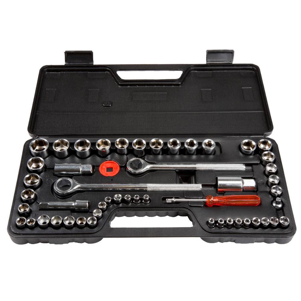 SAE and Metric Socket Set with Carry Case (52-Piece) 429816LCM