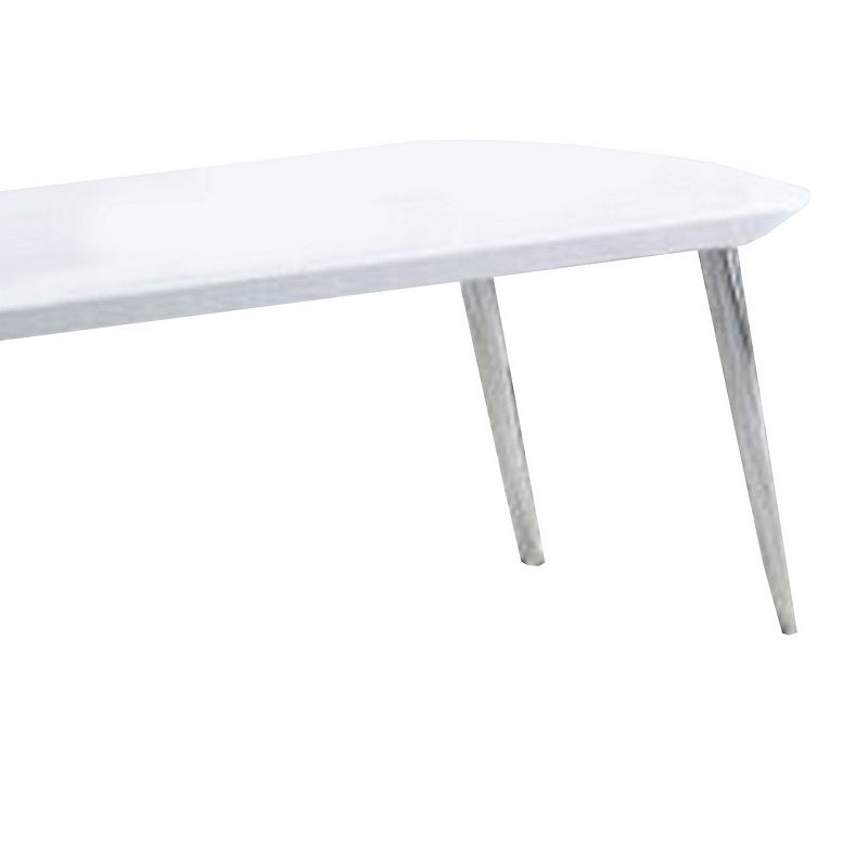 Coffee Table with Pull Out Tabletop， White and Silver