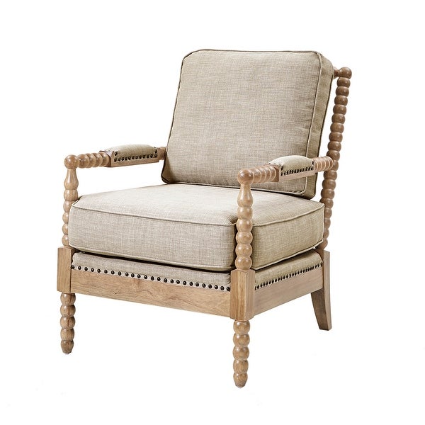 Donohue? Wooden Accent Chair Armchair with Cushion in Taupe