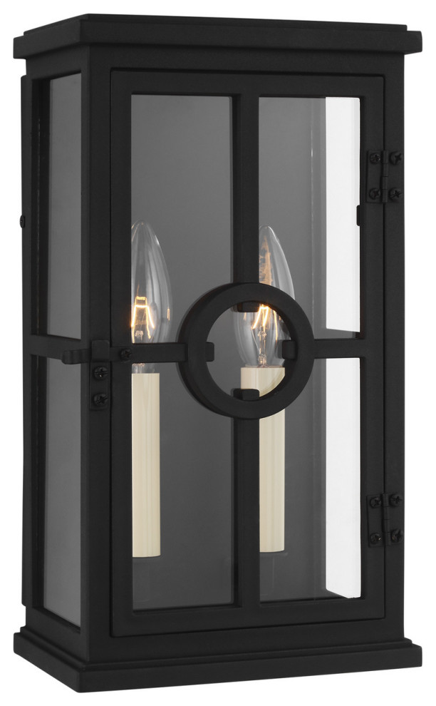 Feiss OL15300TXB Two Light Outdoor Wall Lantern Feiss Belleville Black   Transitional   Outdoor Wall Lights And Sconces   by Lighting World Decorators  Houzz