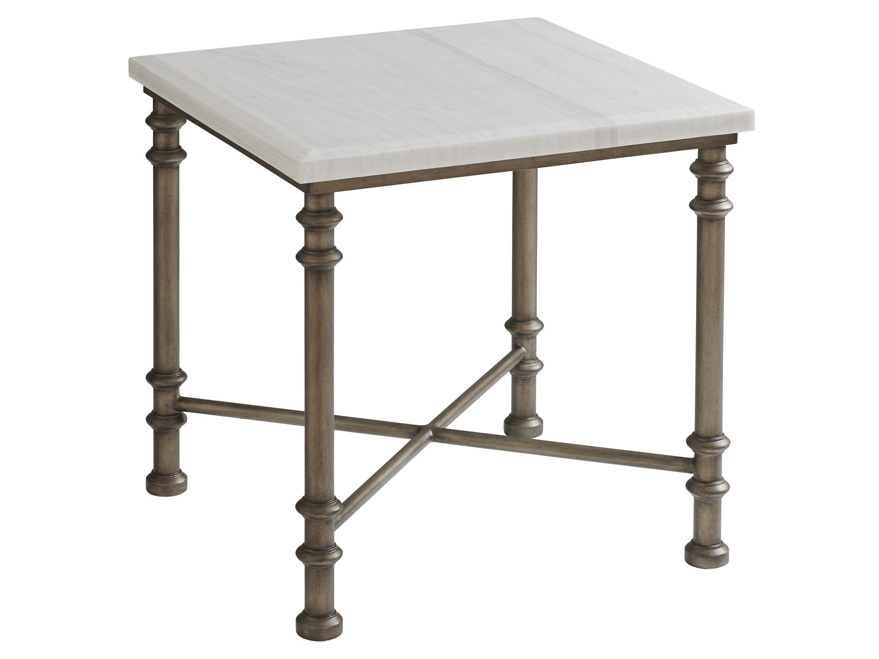 Flagler Square Marble Top End Table