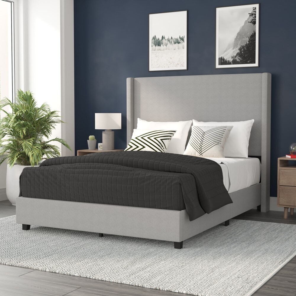 Upholstered Platform Bed with Channel Stitched Headboard