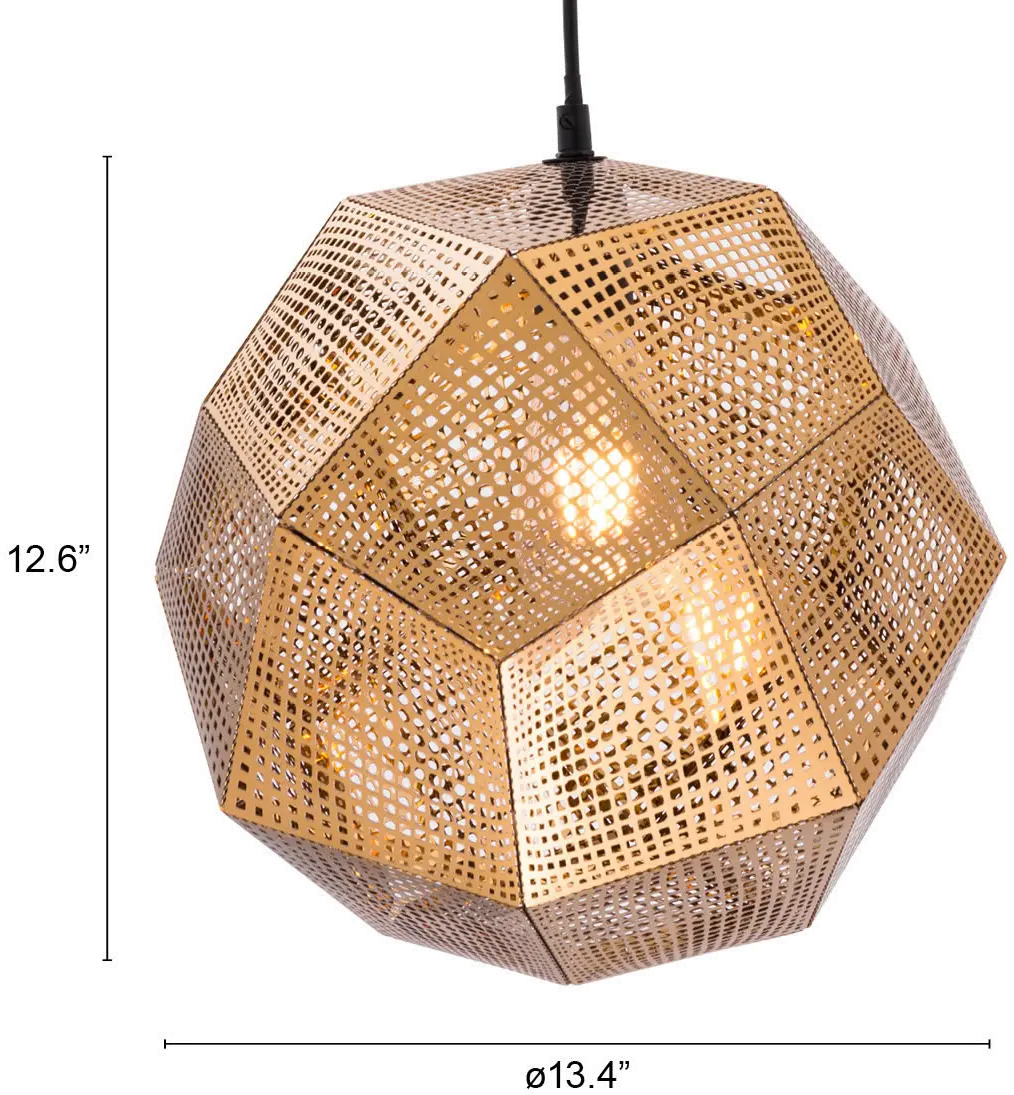 Bald Electroplated Gold Metal Ceiling Lamp