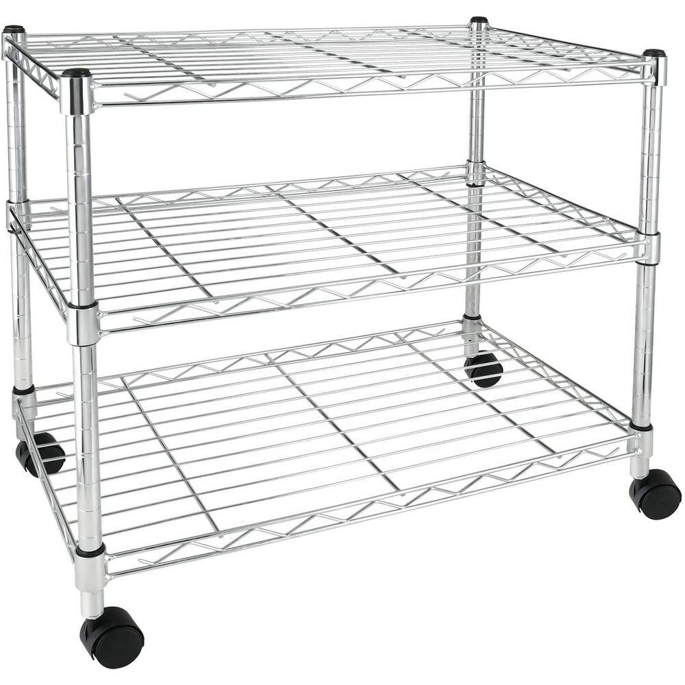 cadeninc Silver 3-Tier Heavy-Duty Metal Wire Shelving Unit (24 in. L x 14 in. W x 20 in. H) Mile-LQD0-I5A