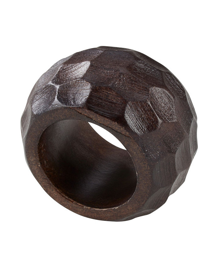 Saro Lifestyle Mango Wood Napkin Ring with Chunky Design Set of 4