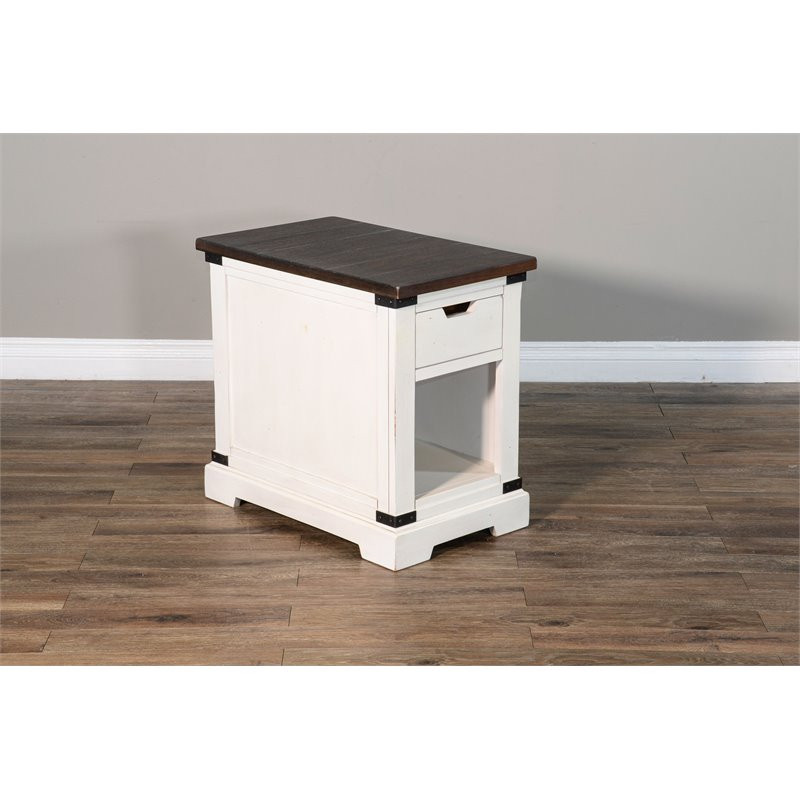 Sunny Designs 16 quotMahogany Wood Chair Side Table in Off White Dark Brown   Farmhouse   Side Tables And End Tables   by Homesquare  Houzz