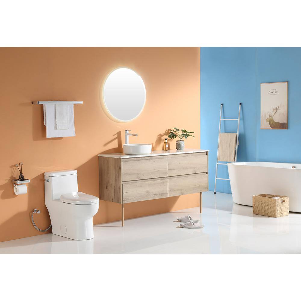 HOROW 1-Piece 1.28 GPF Compact Single Flush Elongated Toilet in. White Comfort Seat Included HR-0076