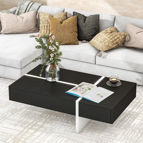 Coffee Table with Storage High Gloss Coffee Tables Cocktail End Table Modern Rectangle - as picture