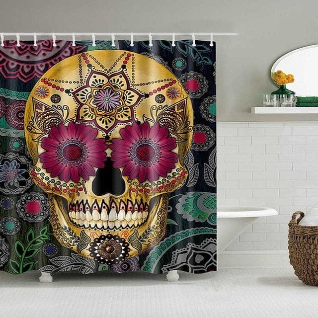 Skull Design Custom Waterproof bathroom-1 Curtain