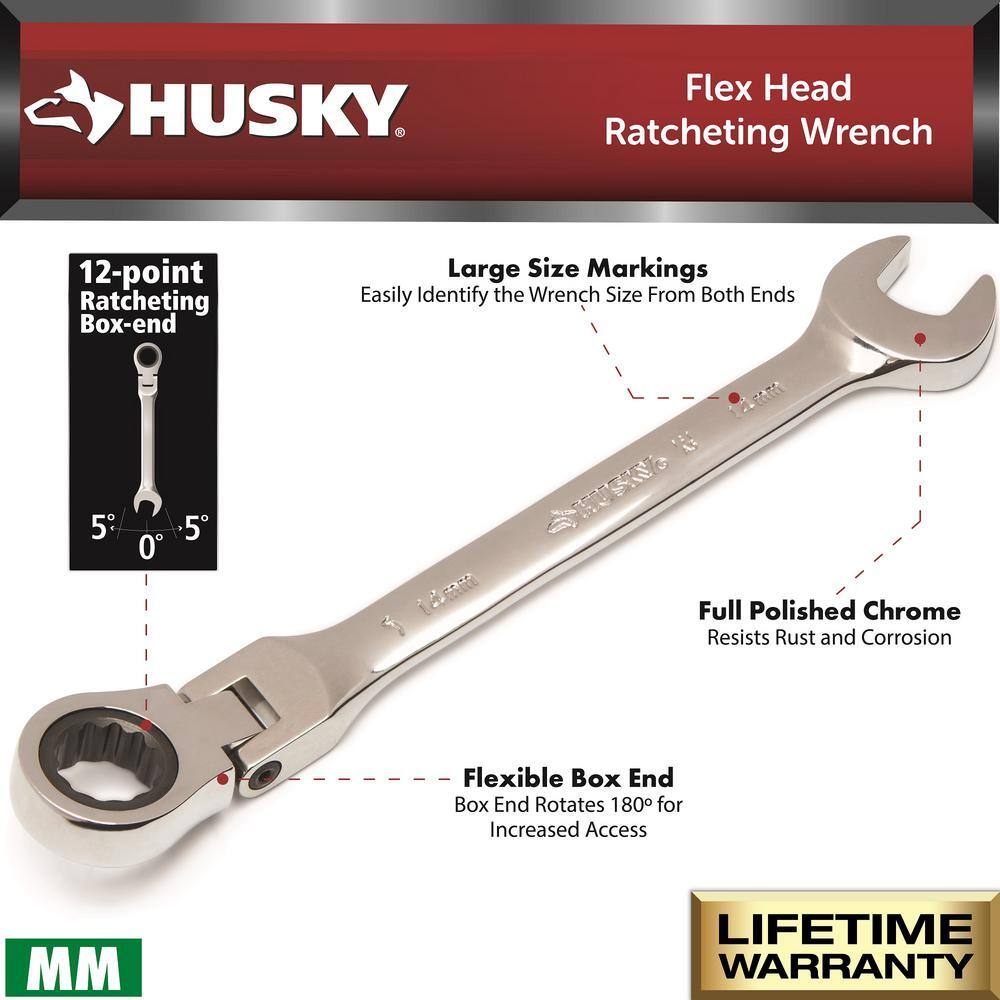 Husky 10 mm Flex Head Ratcheting Combination Wrench HFRW10MM